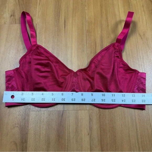 38D Gilligan O’Malley Pink Lace Underwire Bra Floral Mesh Lace Womens - Picture 8 of 9
